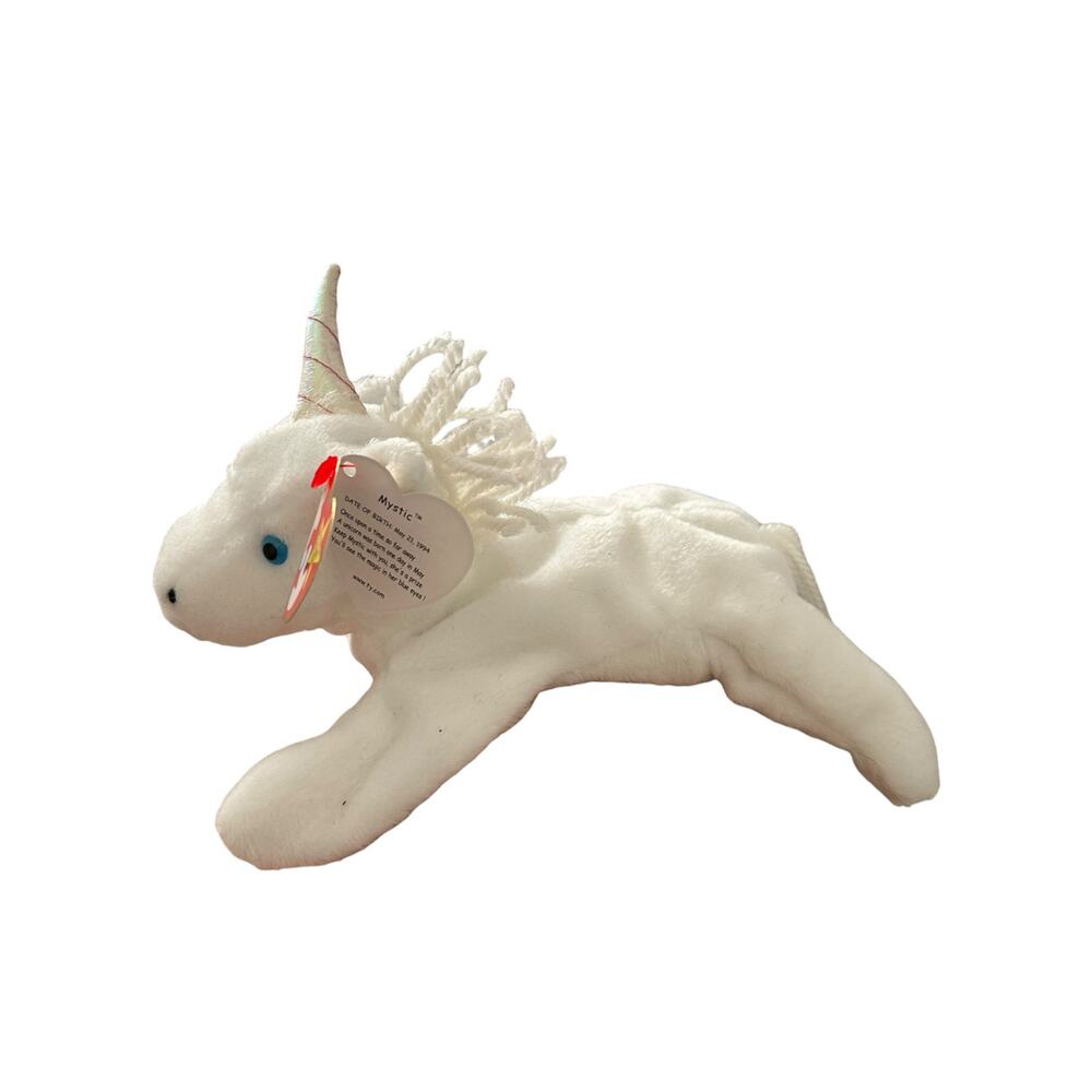 Authentic 1997 Ty Beanie Baby: Mystic the Unicorn (Iridescent Horn) Vintage